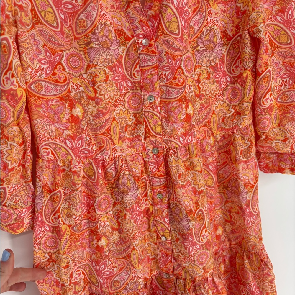 Johnstone & Murphy Paisley Print Button Shirt Dress - Picture 4 of 11